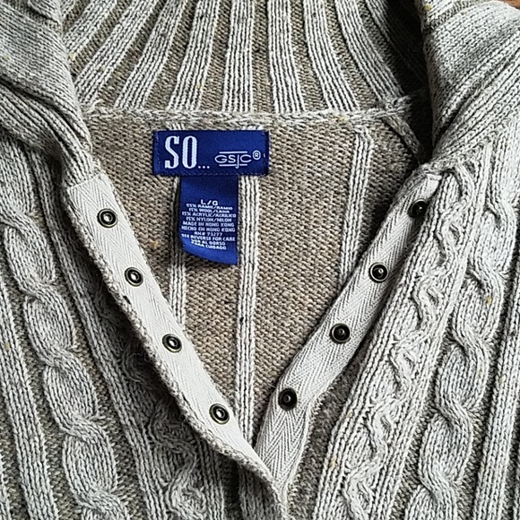 Vintage- SO... GSJC CABLE KNIT SNAP BUTTON SWEATER - Picture 3 of 8